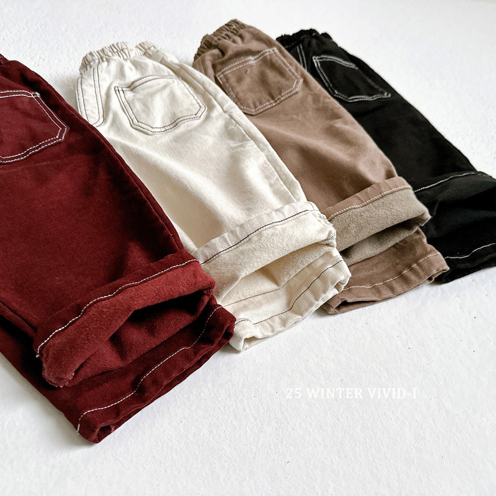 vivid33｜(78cm-125cm) 縫線滾邊口袋直筒褲