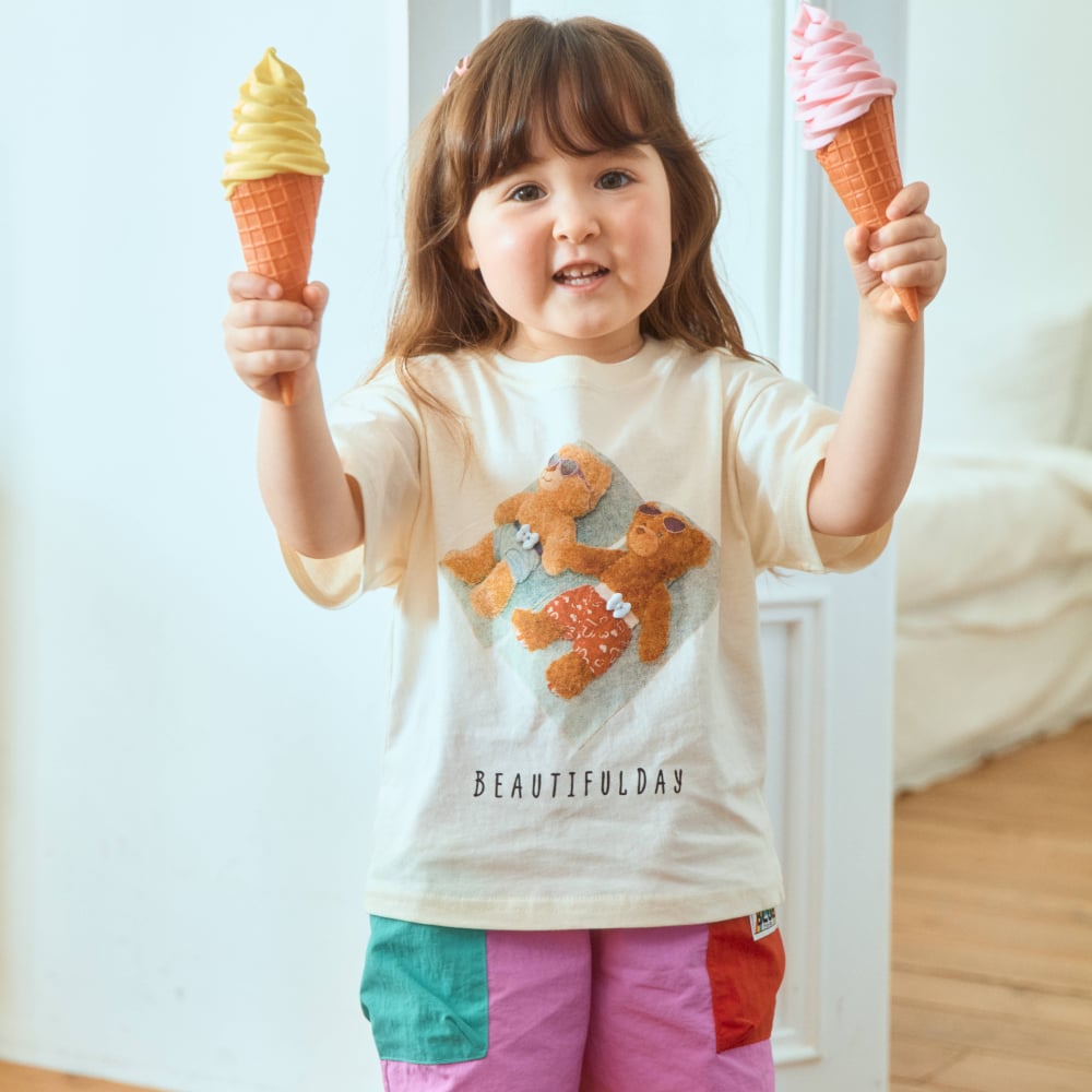 1st blue33｜(~93-118cm) 小熊印花上衣