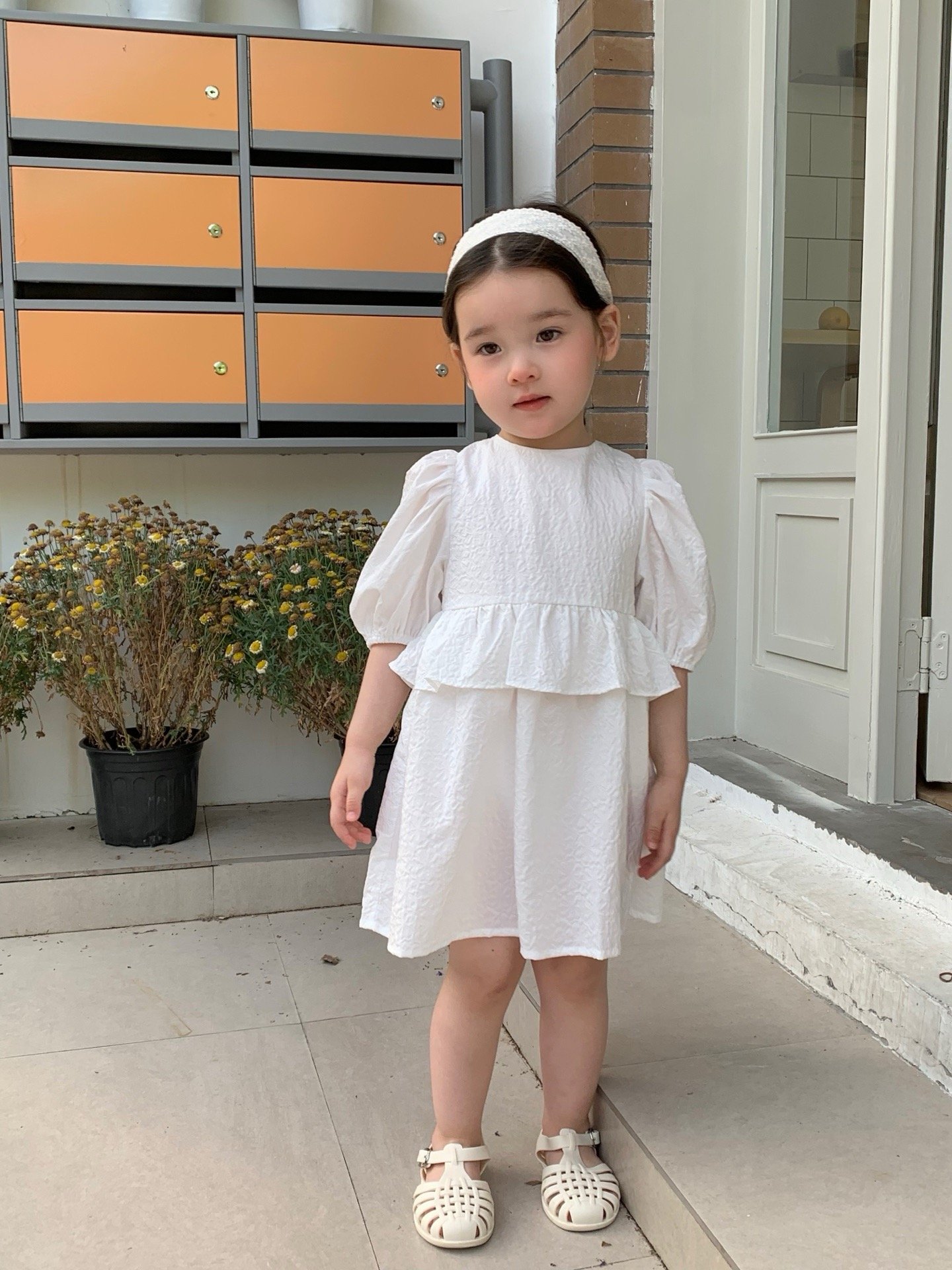 JE26｜(66-120cm) 泡泡袖綁帶包屁衣/洋裝