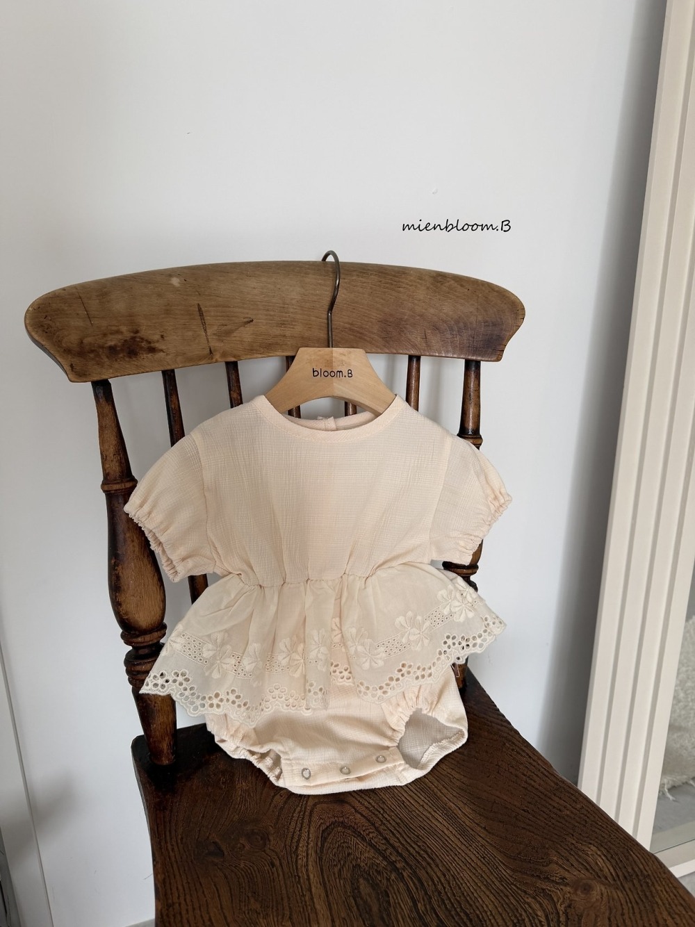 Bloom.b04｜(0m-18m) 棉麻簡約襯裙包屁衣