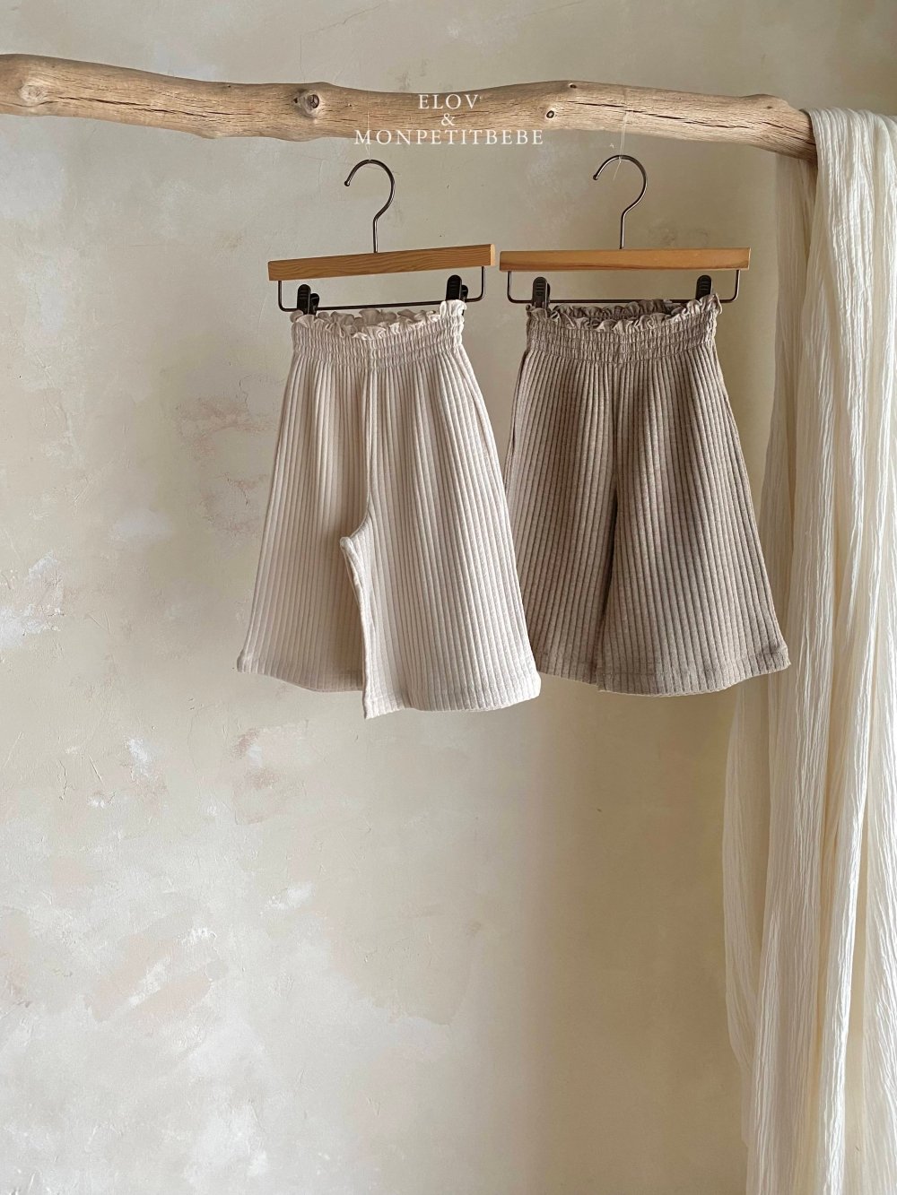 Monpetitbebe18｜(70-110cm) 坑條羅紋長褲