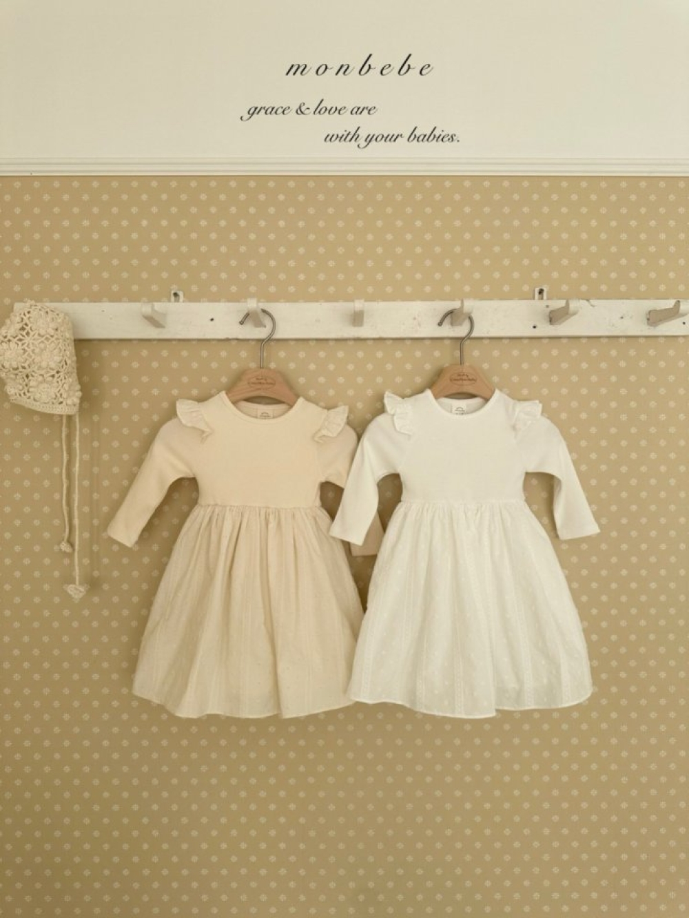 MONBEBE20｜(1y-8y) 簡約荷葉飛袖洋裝