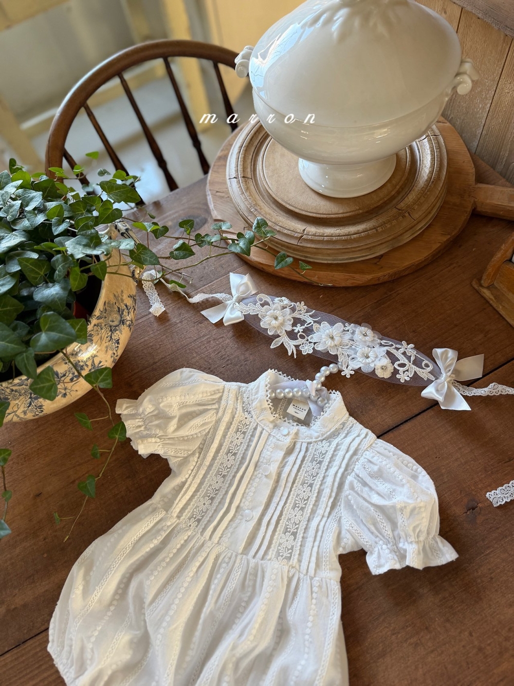 Marron37｜(Free) 蕾絲緹花髮帶