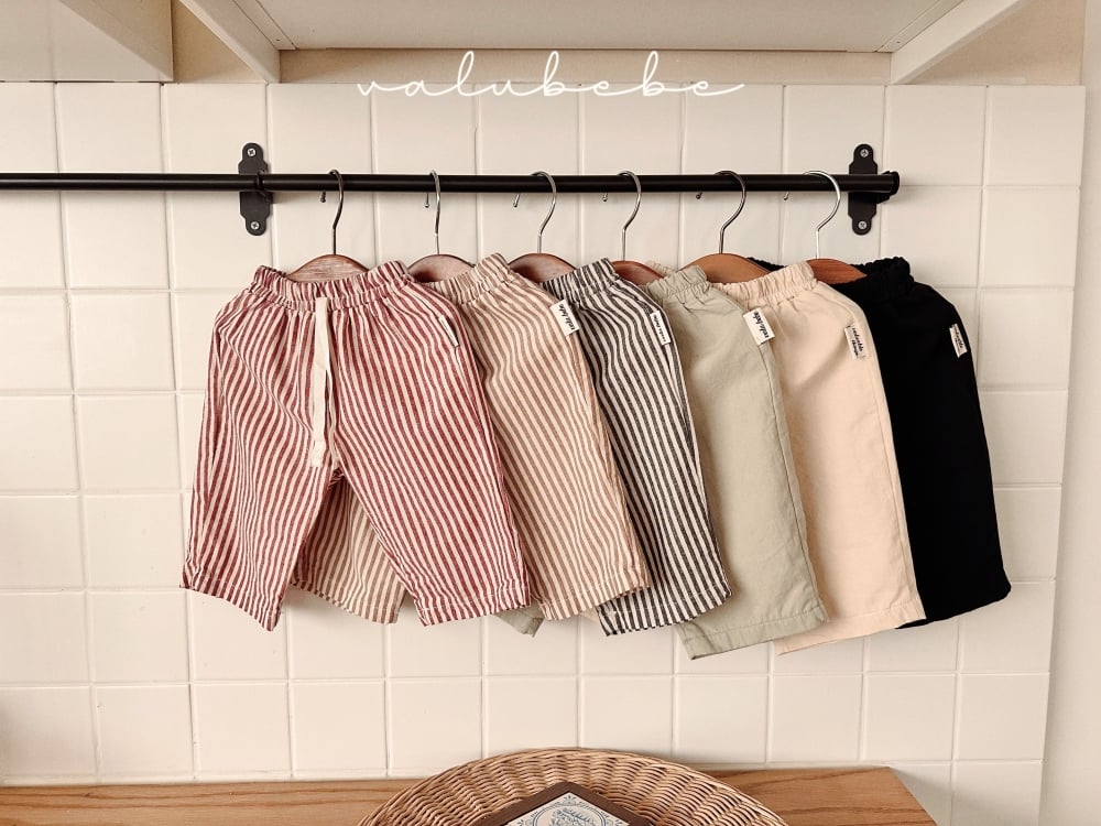 Valubebe69｜(65-90) 素面/條紋抽繩直筒褲