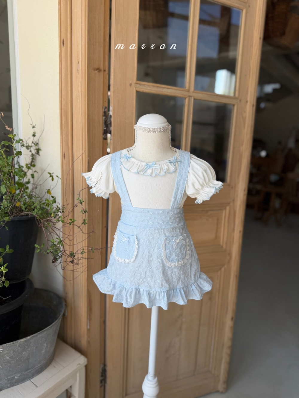 Marron22｜(1y-6y) 雛菊口袋吊帶裙