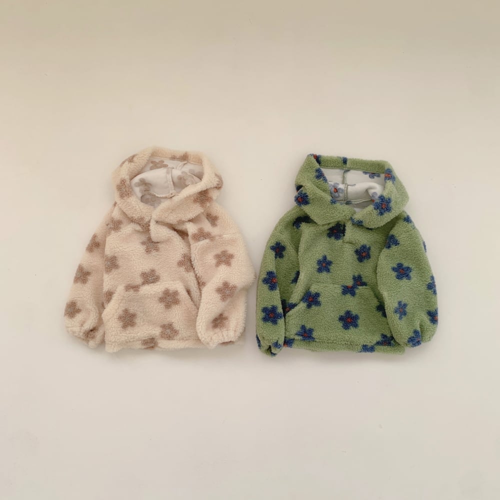 Fondue 20｜(75cm-110cm)  花花絨毛連帽上衣