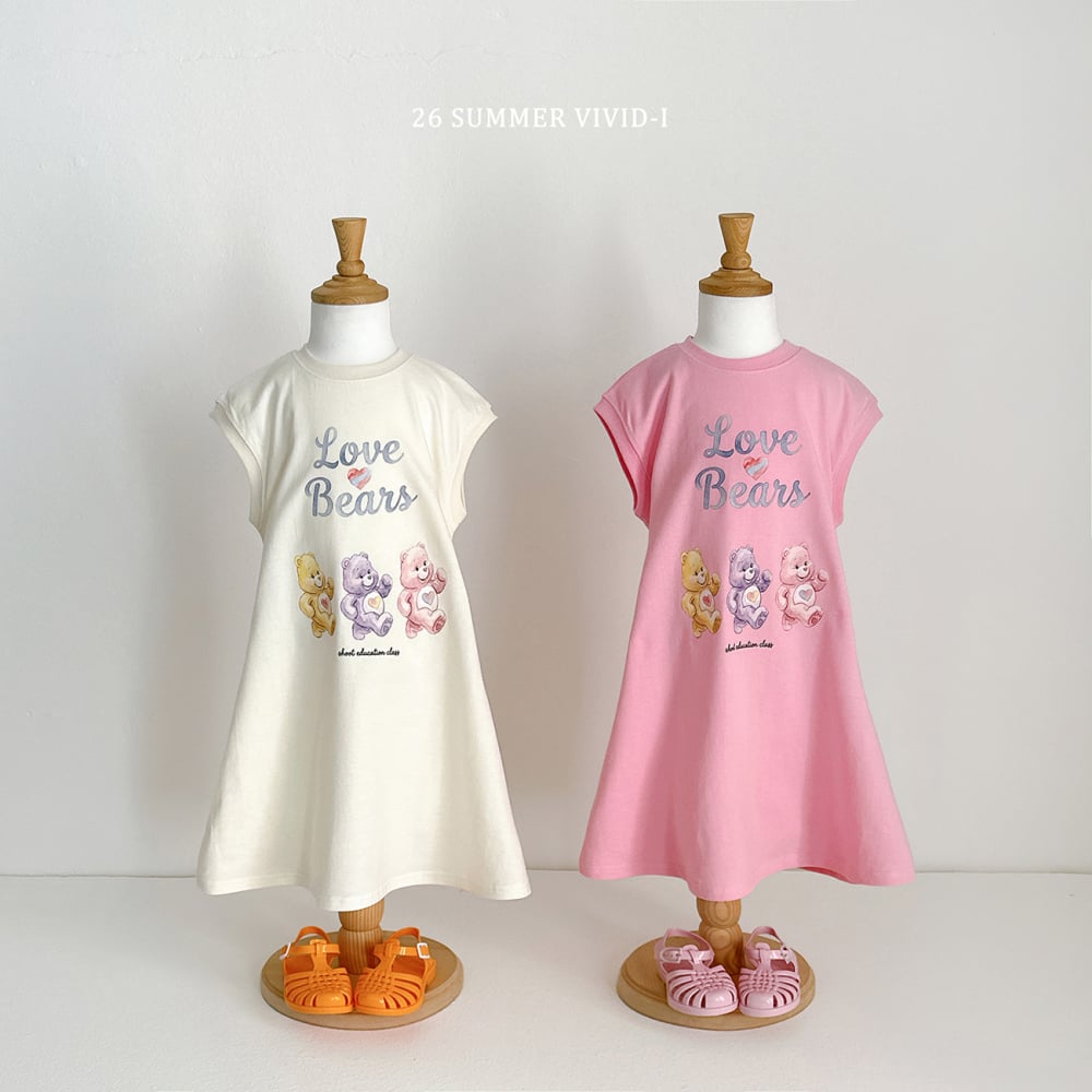 vivid32｜(78cm-125cm) 4款彩色熊無袖連身裙