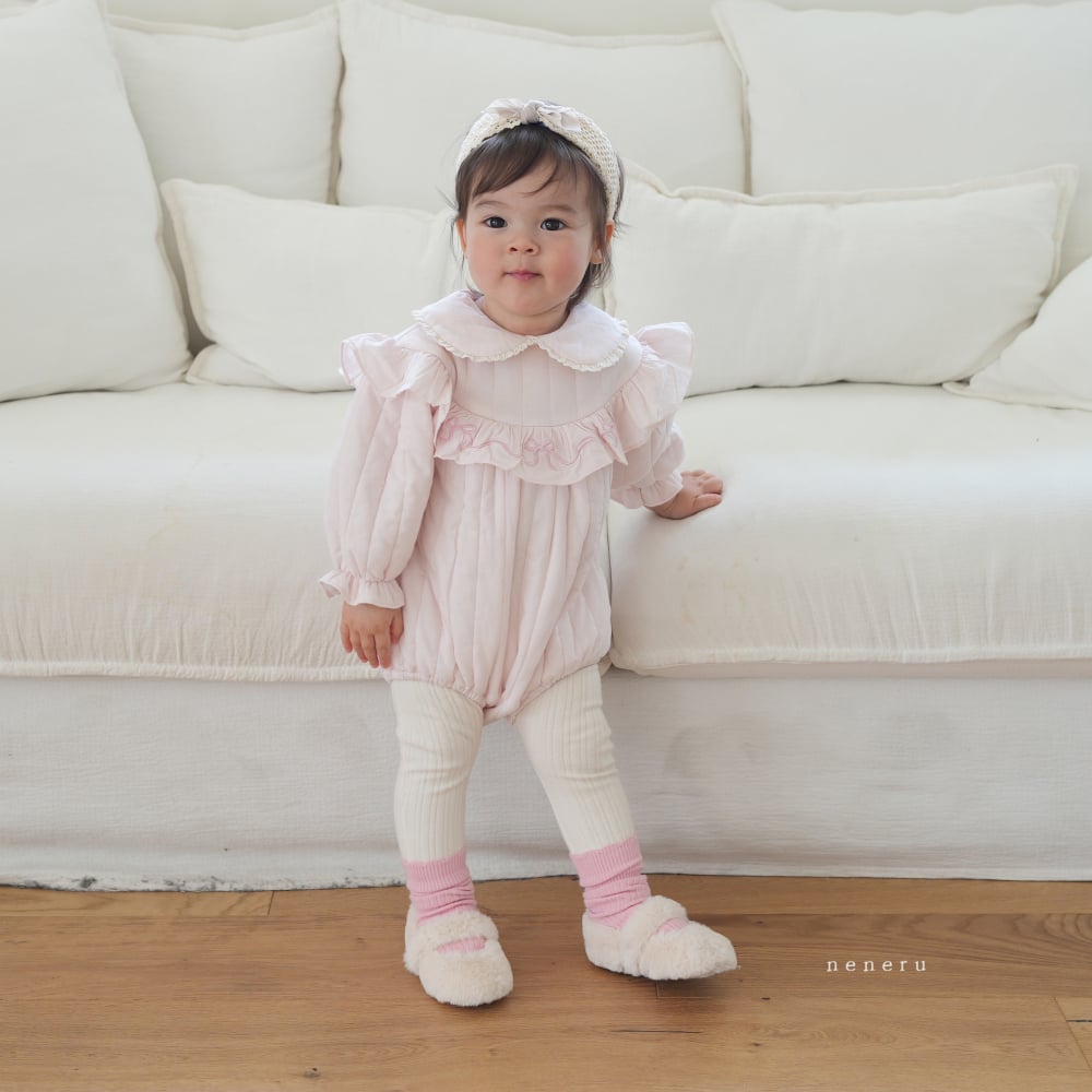 neneru03｜(60cm-85cm) 2色蝴蝶結荷葉邊包屁衣