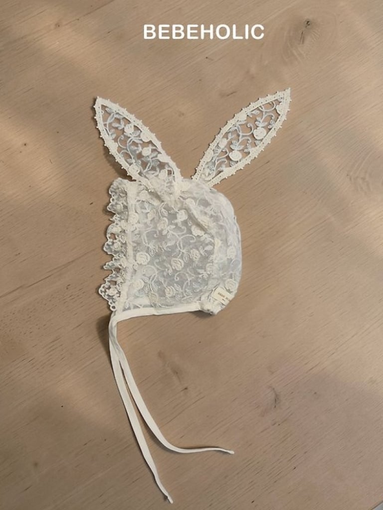 Bebe holic64｜(Free) 蕾絲兔耳綁帶帽