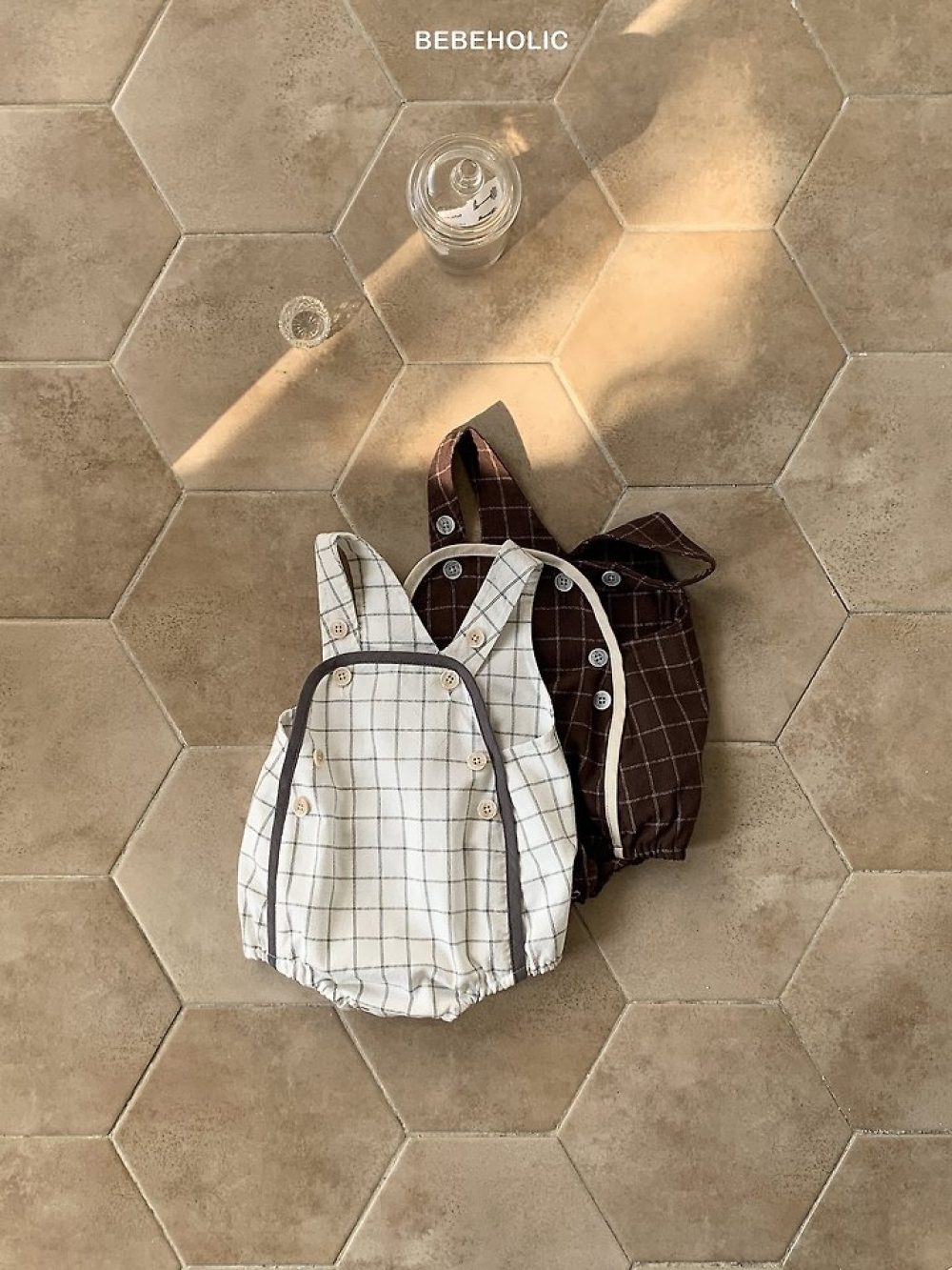 Bebe holic13｜(3m-18m) 曲奇格背帶褲