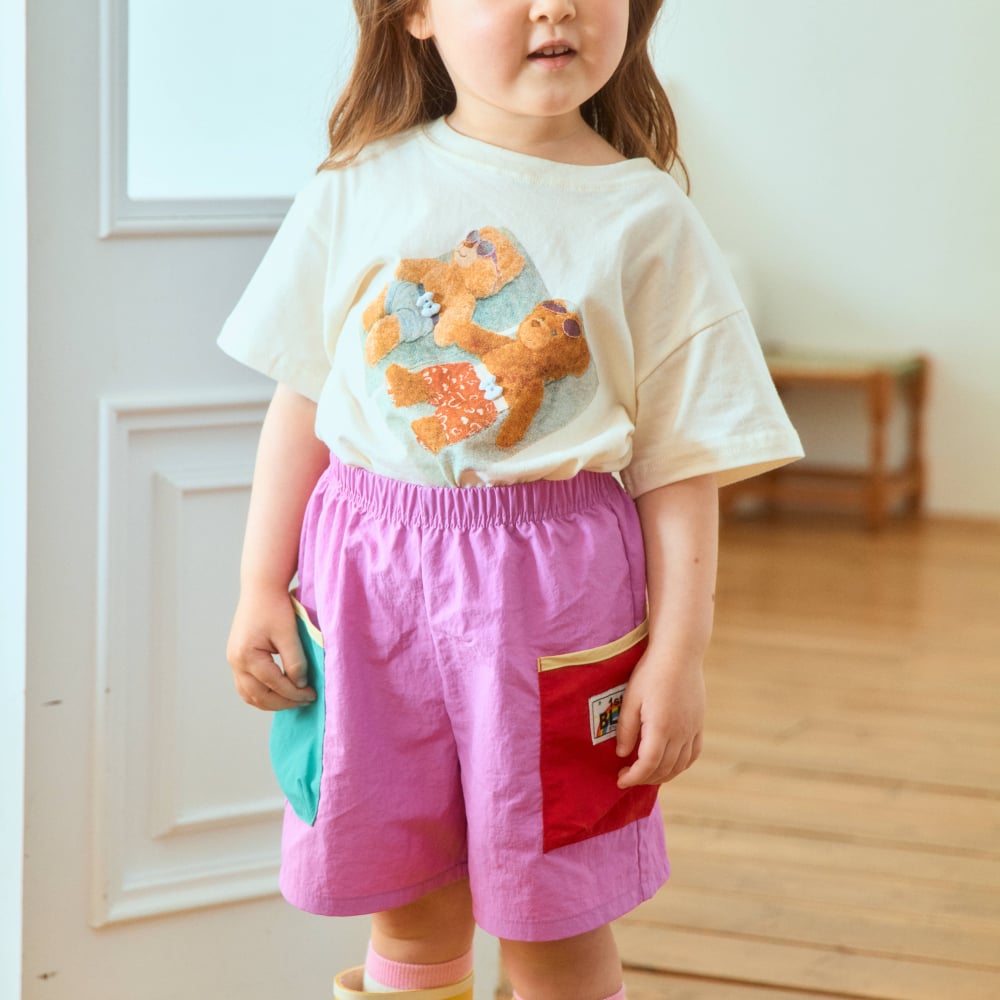 1st blue12｜(~93-118cm) 拼色口袋短褲