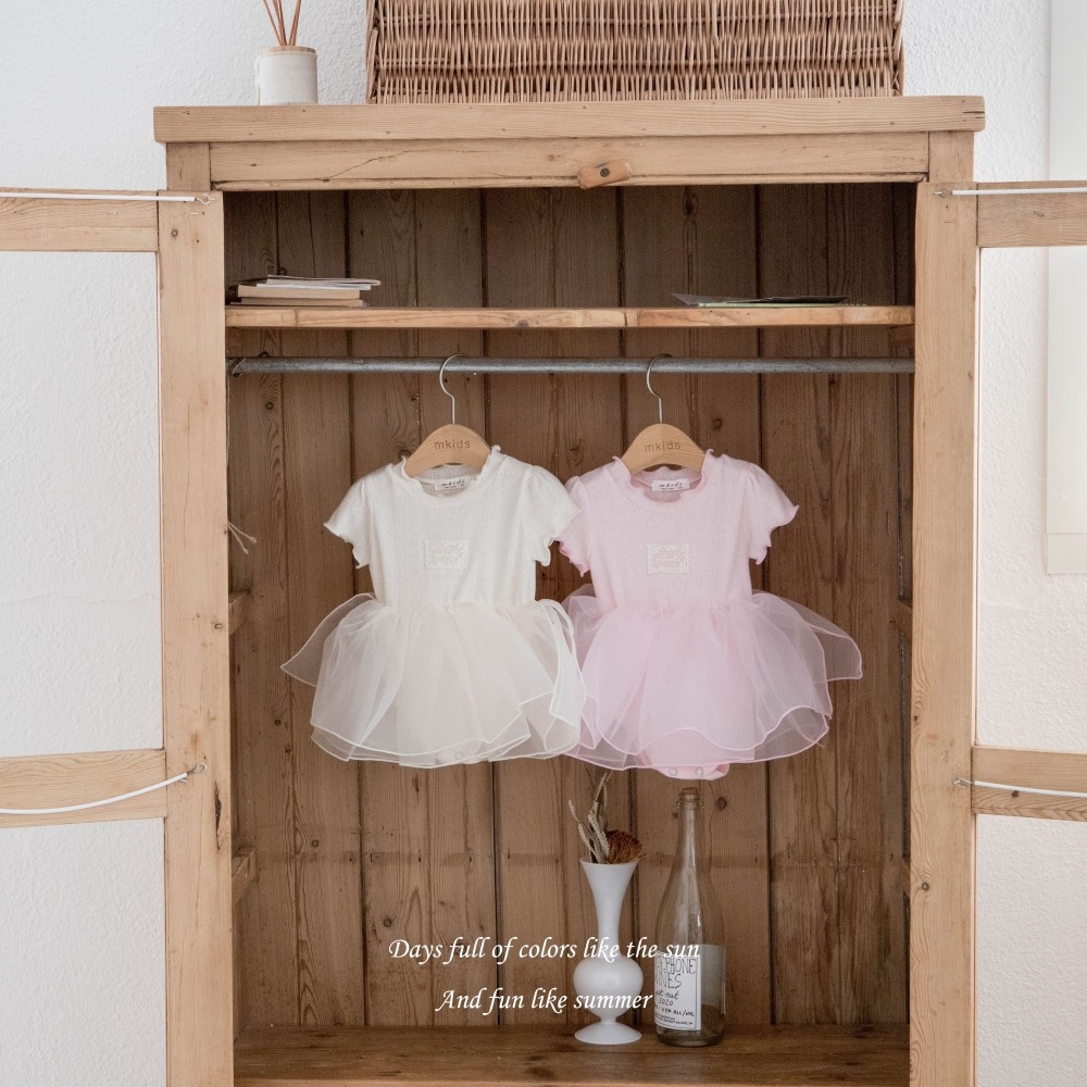 M-KIDS39｜(65-80cm) 捲邊薄紗包屁衣