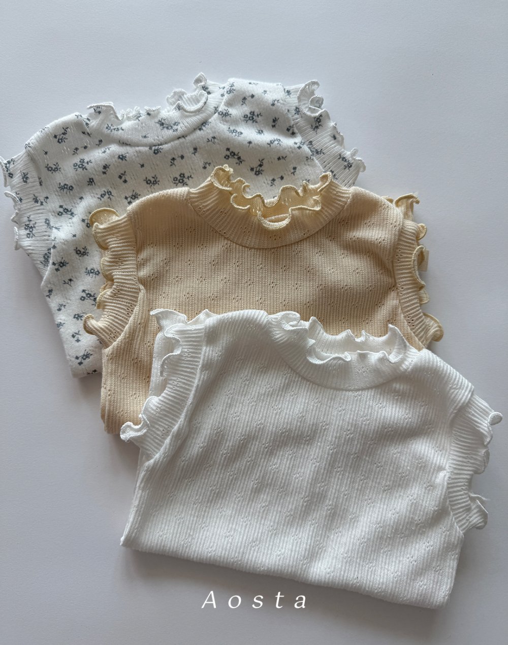 AOSTA38｜(6m-5y) 3款甜美木耳邊中領無袖