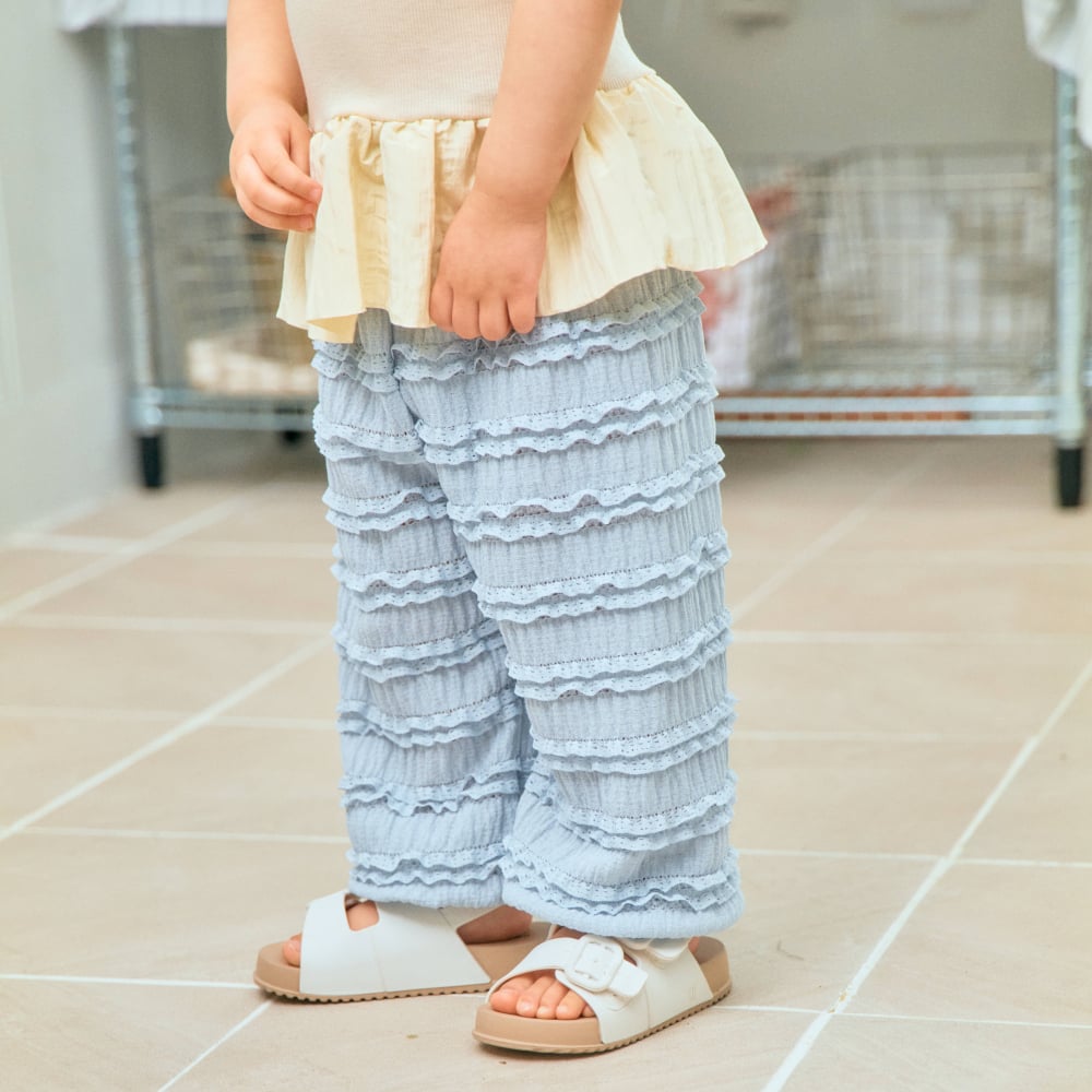 1st blue07｜(~93-118cm) 蕾絲滾邊縮口褲