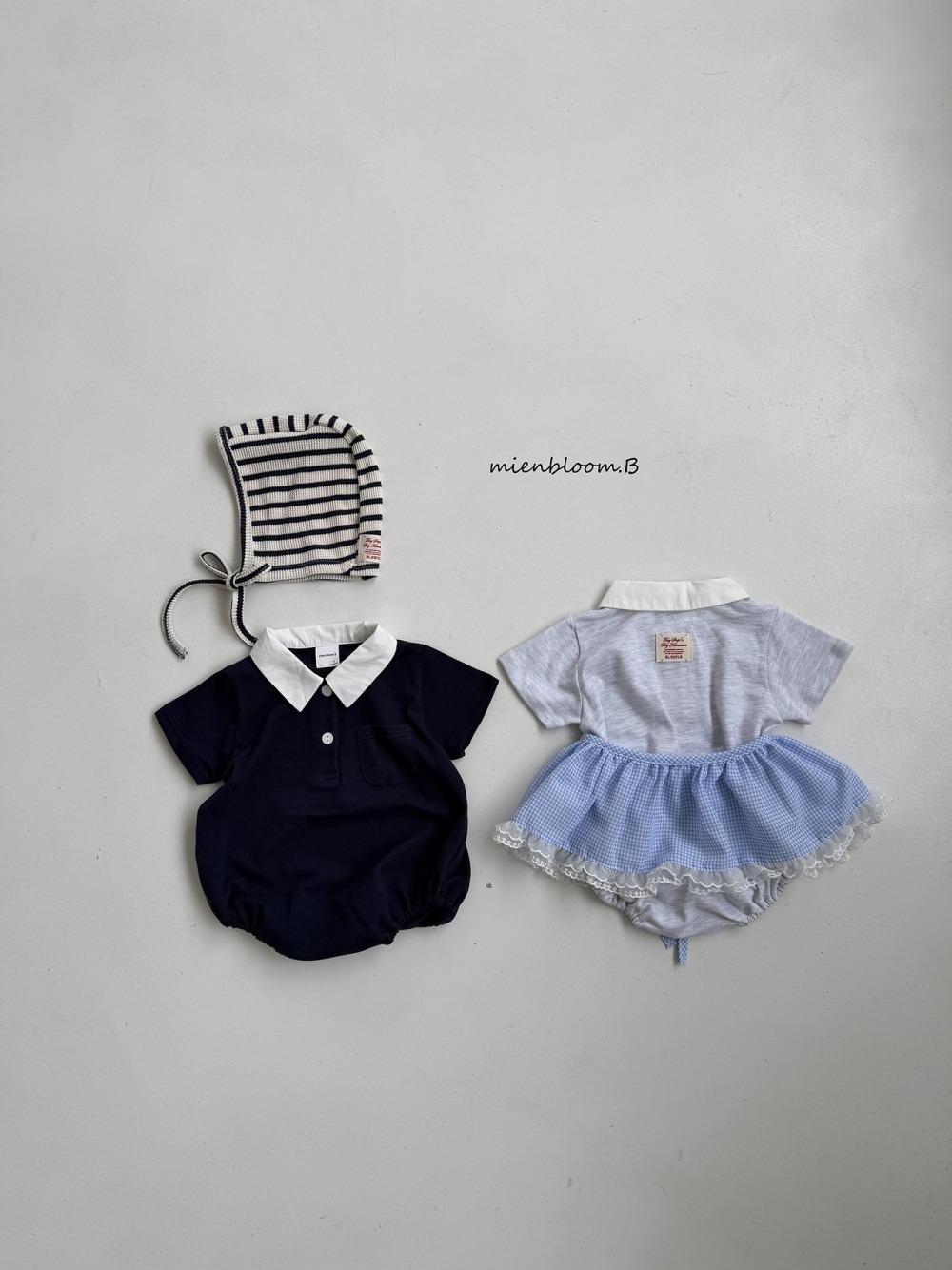 Bloom.b10｜(0m-18m) 有領口袋包屁衣