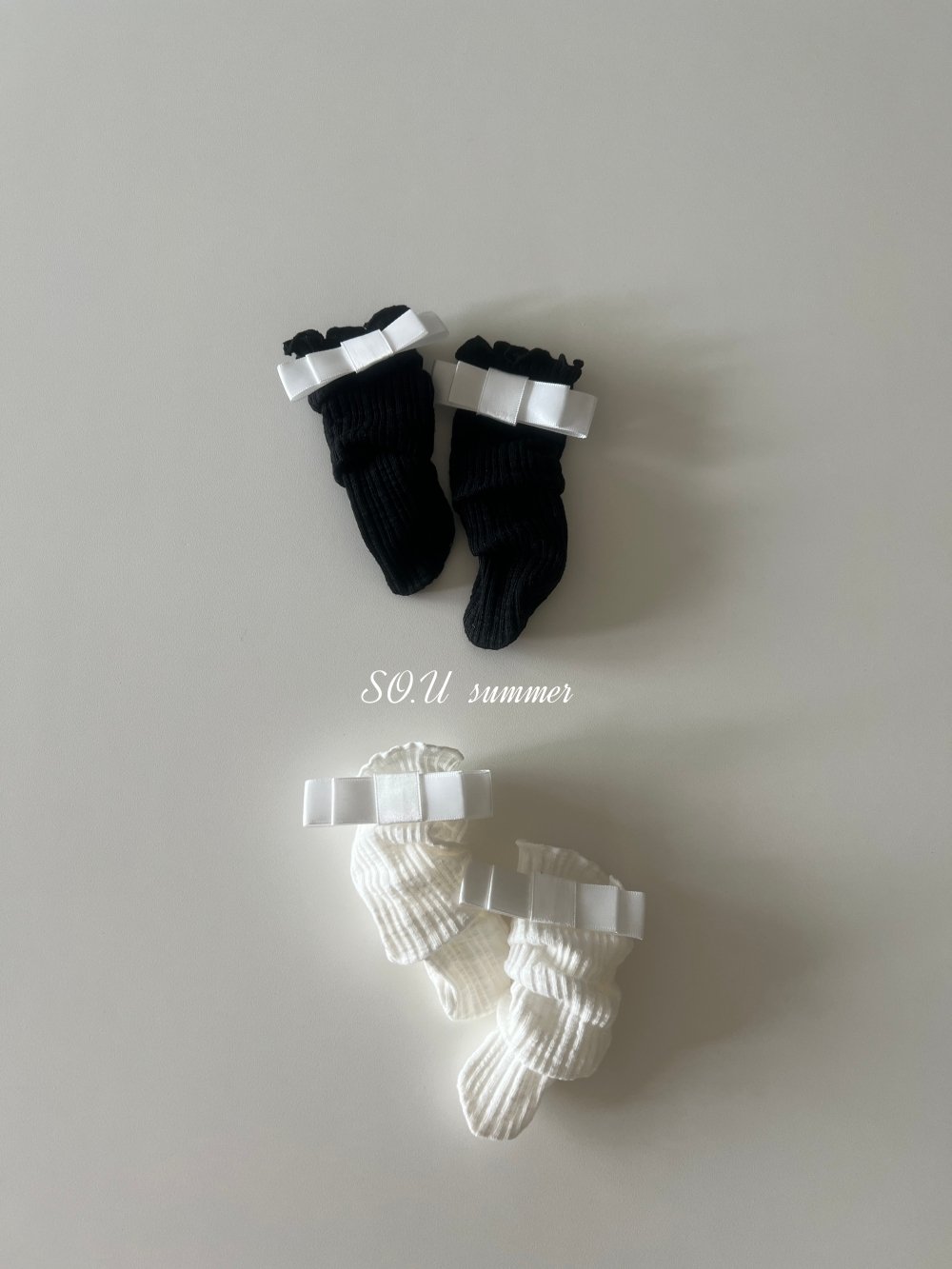 SO.U02｜(6m-4y)  緞帶無根捲邊長襪