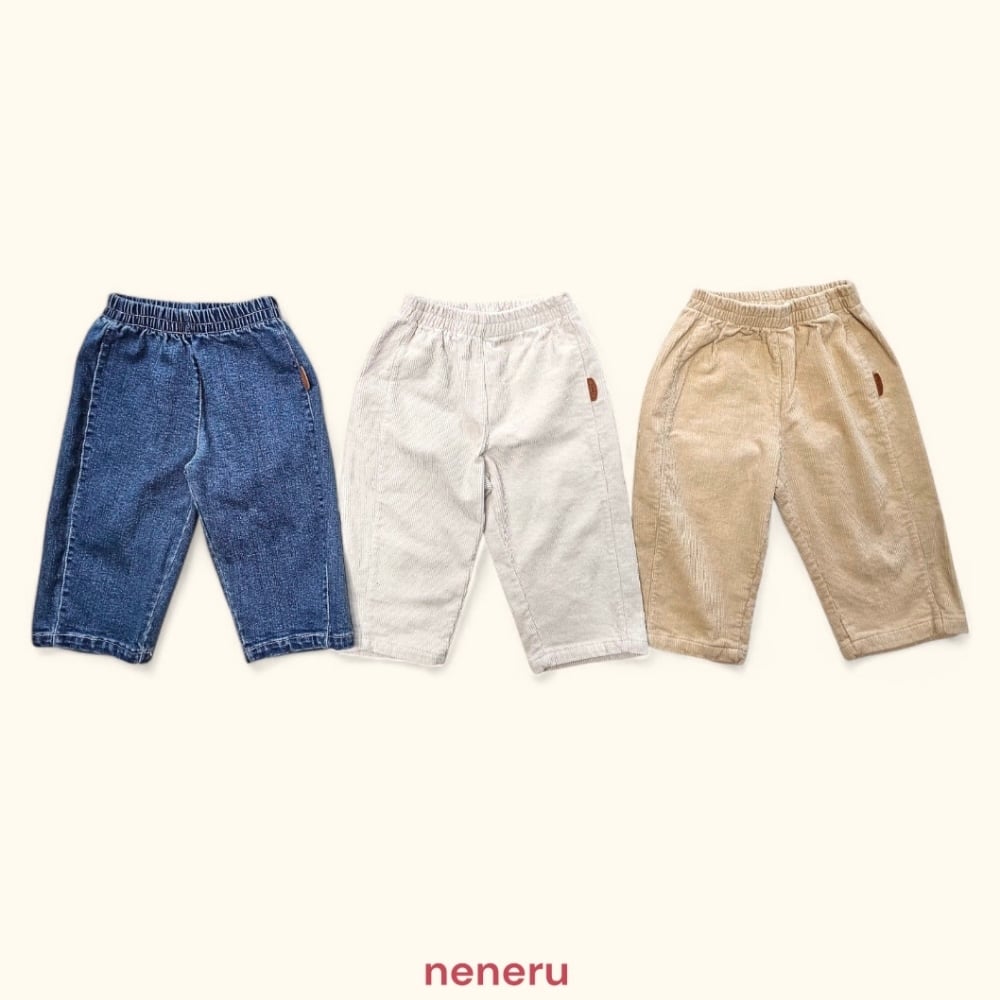 neneru15｜(70cm-125cm) 3色素面直筒牛仔褲/燈芯絨長褲