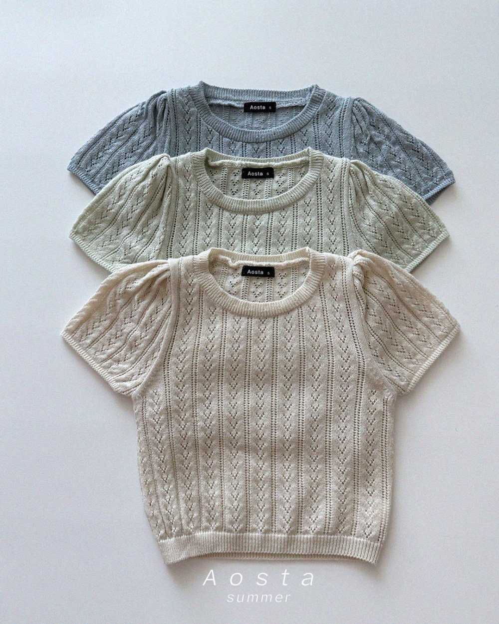 AOSTA32｜(1y-5y) 3款針織鏤空紋上衣