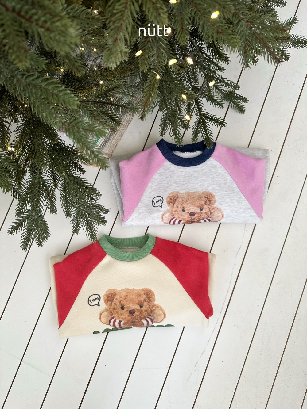 Nutt01｜(3m-16m) 小熊印花撞色休閒連身衣含帽子