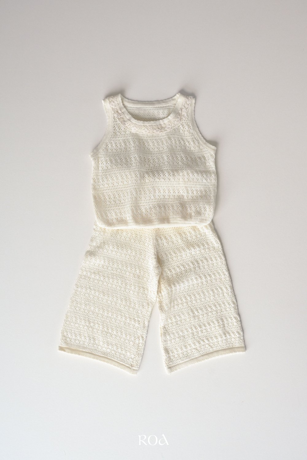 ROA05｜(6m-18m) 1色針織雕花鏤空套裝