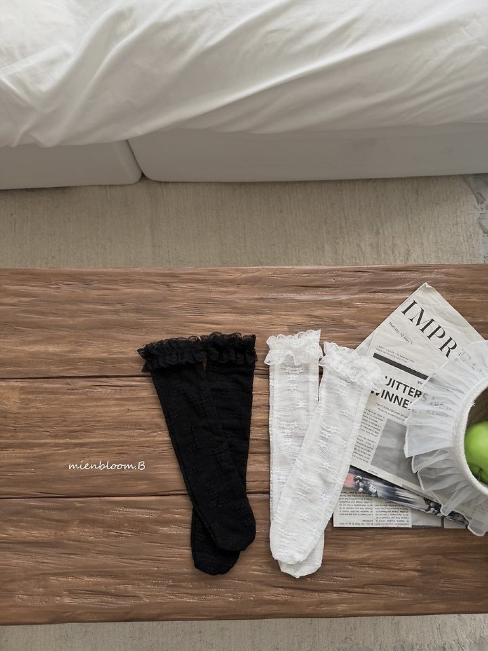 Bloom.b45｜(55cm-118cm) 花朵網眼無根長襪