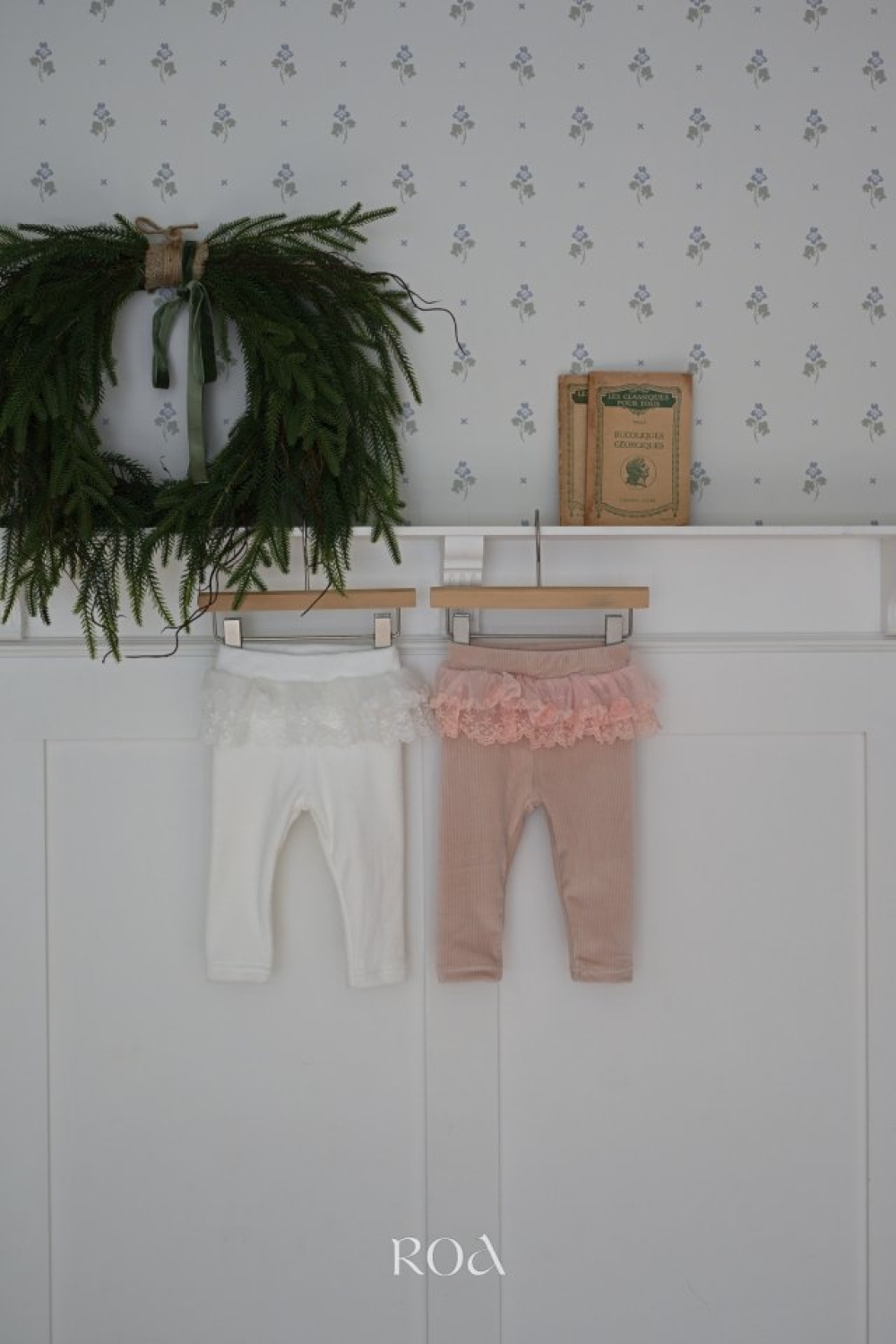 ROA36｜(6m-18m) 2色蕾絲荷葉緊身褲