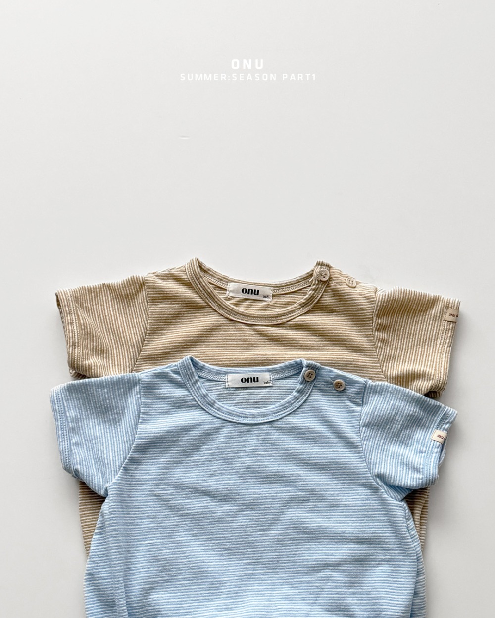 onu51｜(6m-12m) 細條紋短袖包屁衣