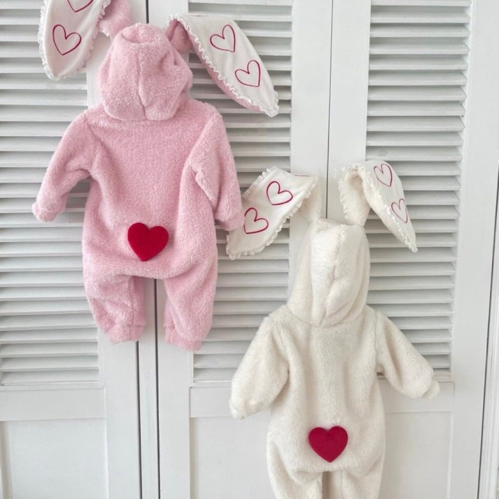 JEAYA07｜(3m-12m) 2色刷毛愛心兔耳連身衣