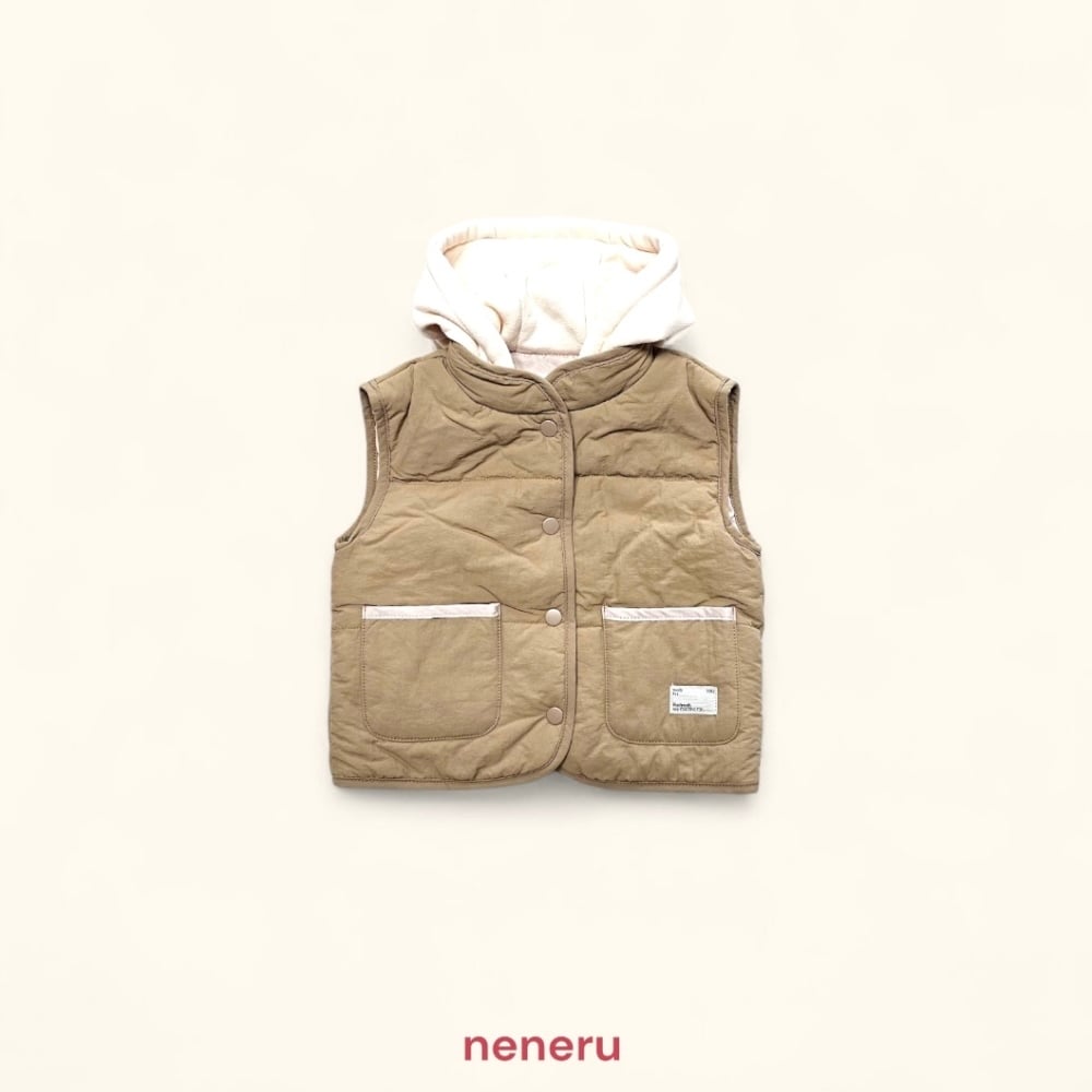 neneru35｜(85cm-125cm) 1色絎縫口袋連帽背心