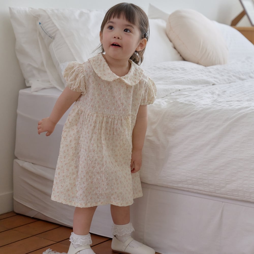 bebe nine46  (65cm-115cm) 2色圓翻領點點洋裝