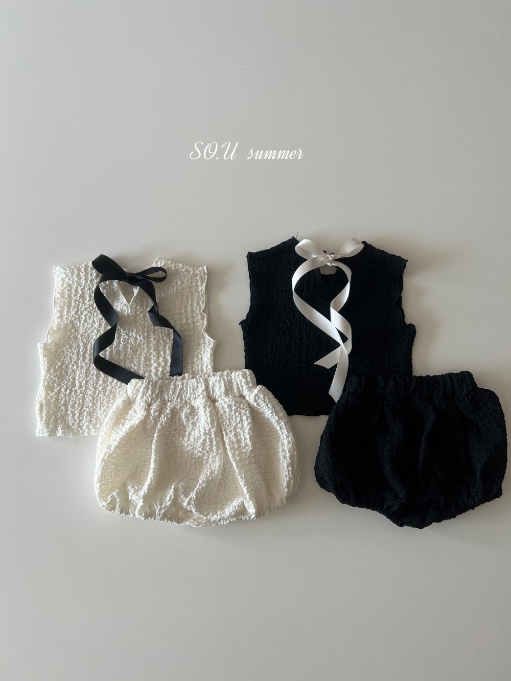 SO.U23｜(6m-18m) 抓皺緞帶套裝