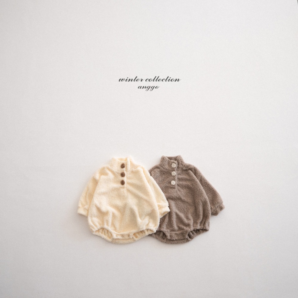 anggo38｜(3m-12m) 排扣半開襟刷毛包屁衣