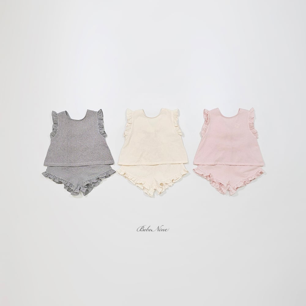 bebe nine44  (65cm-115cm) 3色絲帶荷葉邊套裝