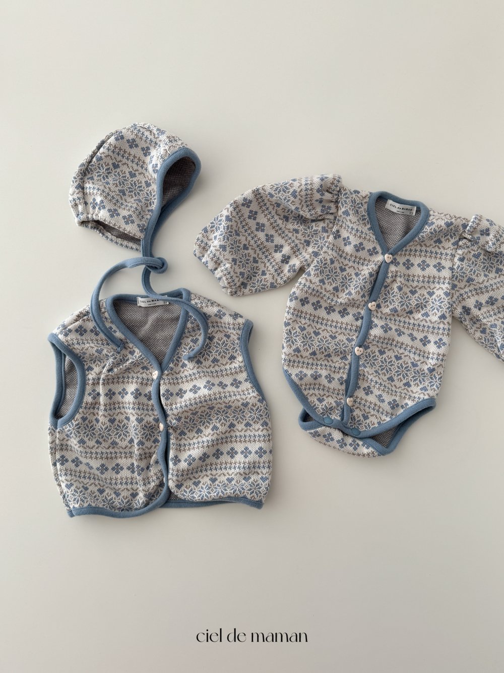 Cieldemaman11｜(3M~15M)  2色雪花針織包屁衣