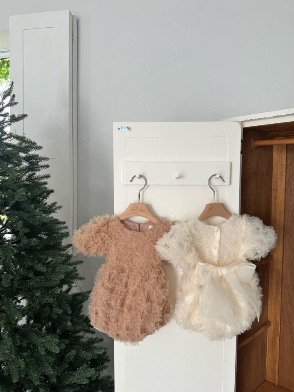 MONBEBE19｜(6m-24m) 層次薄紗綁帶包屁衣