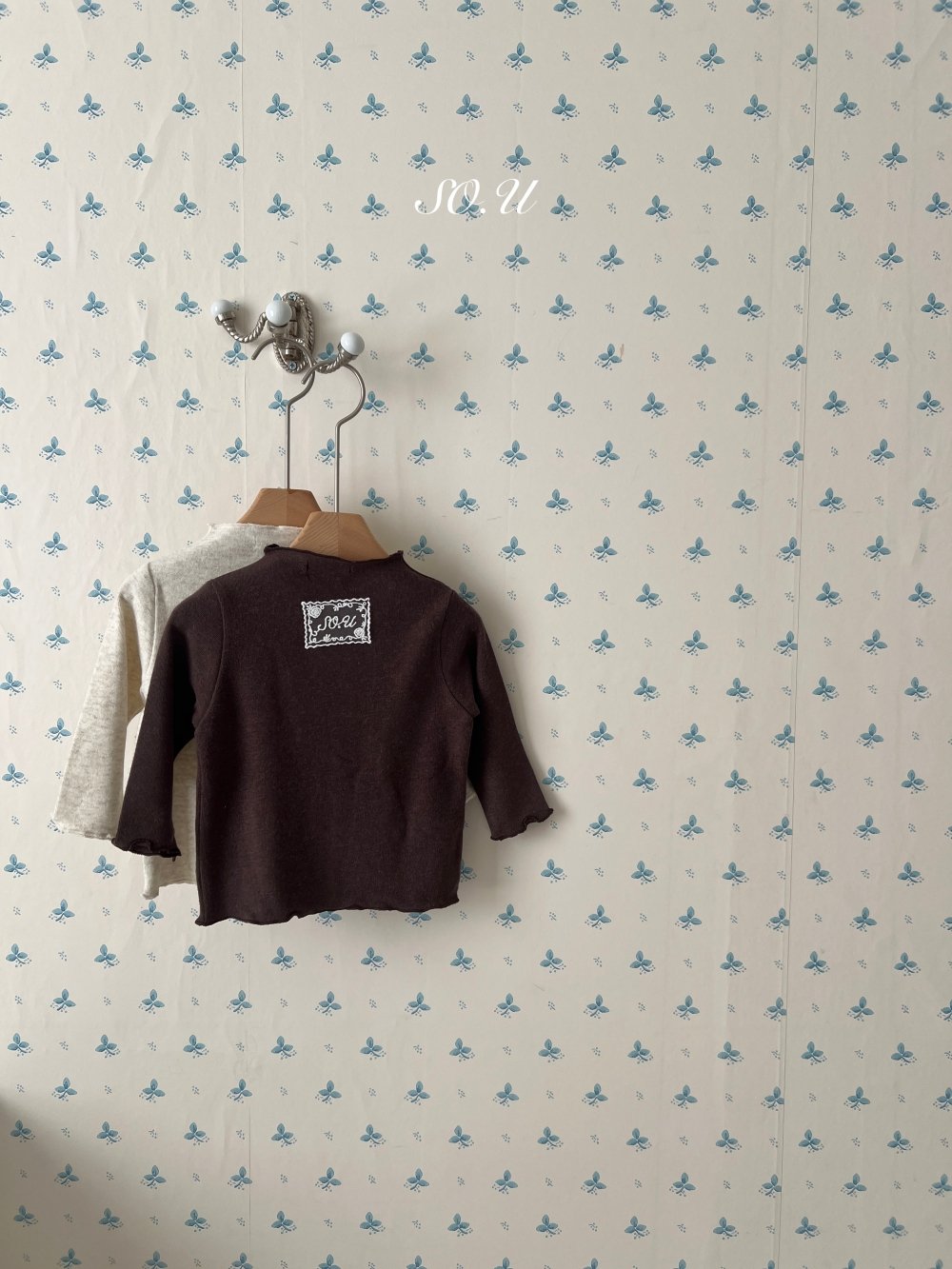 S0.U13｜(12m-M)  素色木耳邊上衣