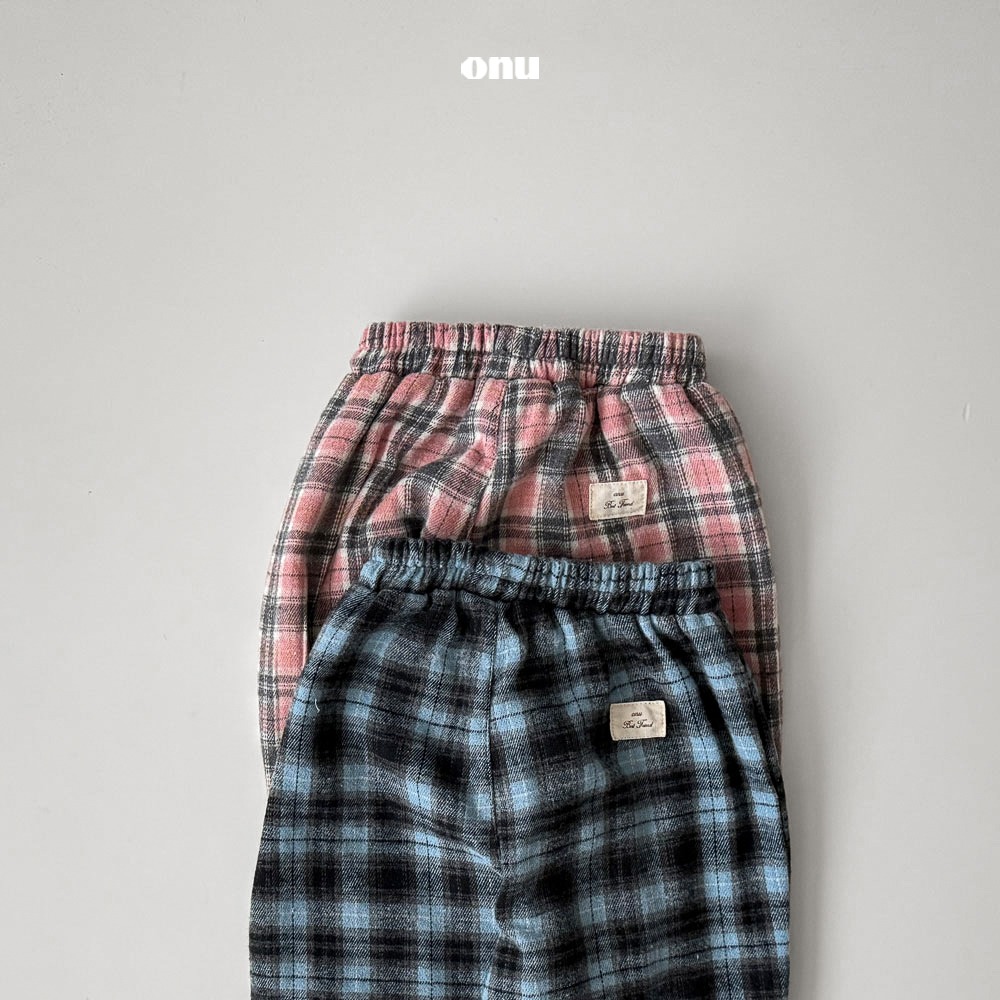 onu 26｜(70cm-115cm) 法蘭絨格紋直筒褲