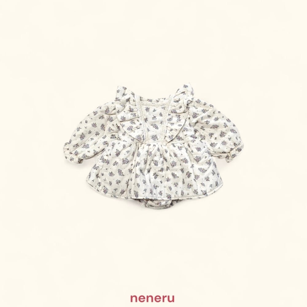 neneru05｜(60cm-85cm) 1色荷葉袖碎花包屁衣