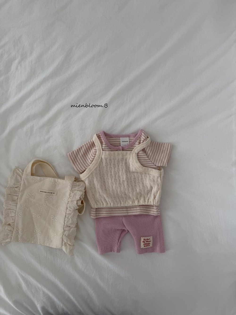 Bloom.b53｜(55cm-118cm) 蝴蝶結刺繡花邊肩背包