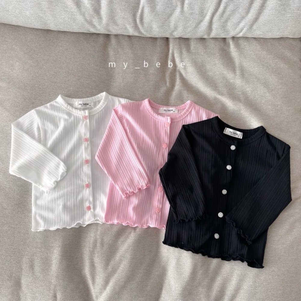 my_bebe32｜(80-120cm) 褶皺捲邊開襟外套