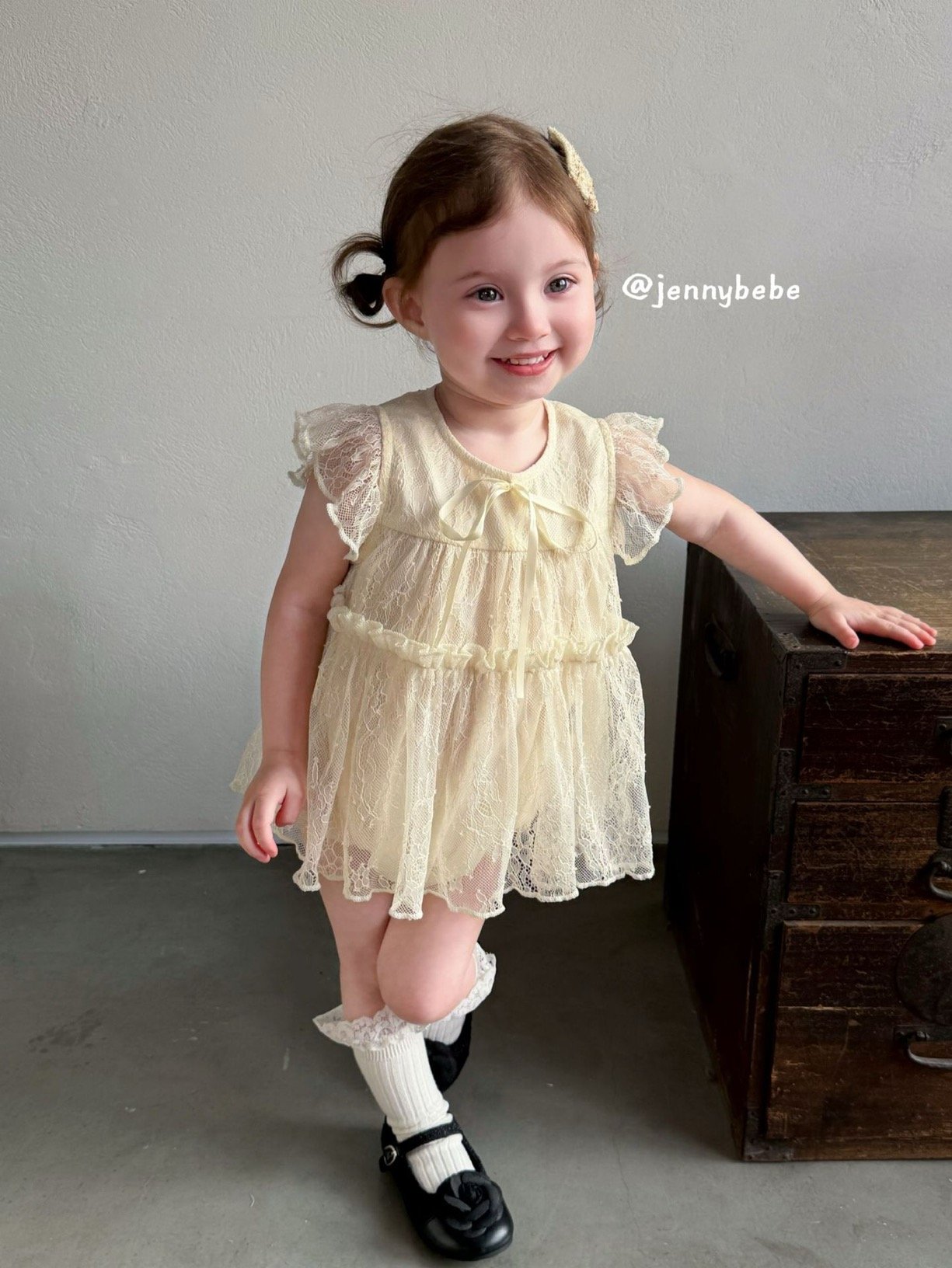 JE705｜(66-90cm) 法式蕾絲洋裝包屁衣