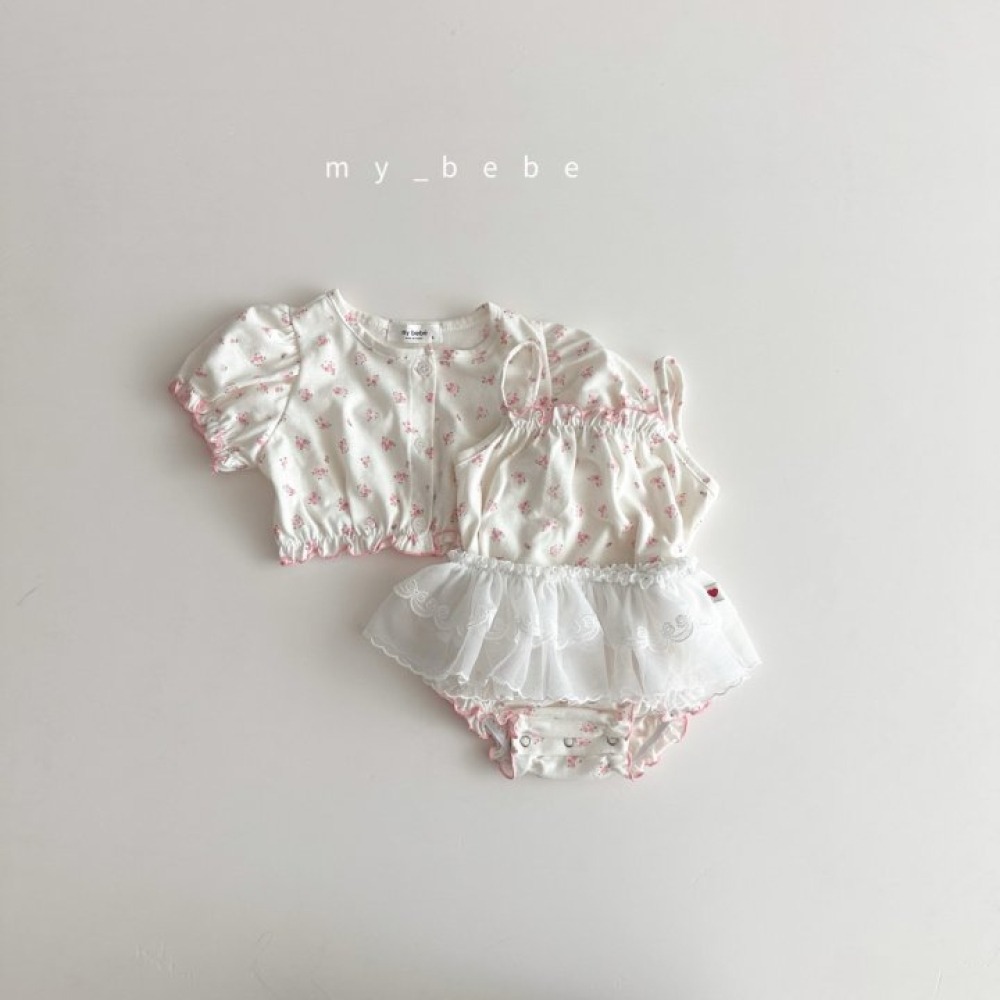 my_bebe15｜(58-72cm) 捲邊開襟外套包屁衣套裝