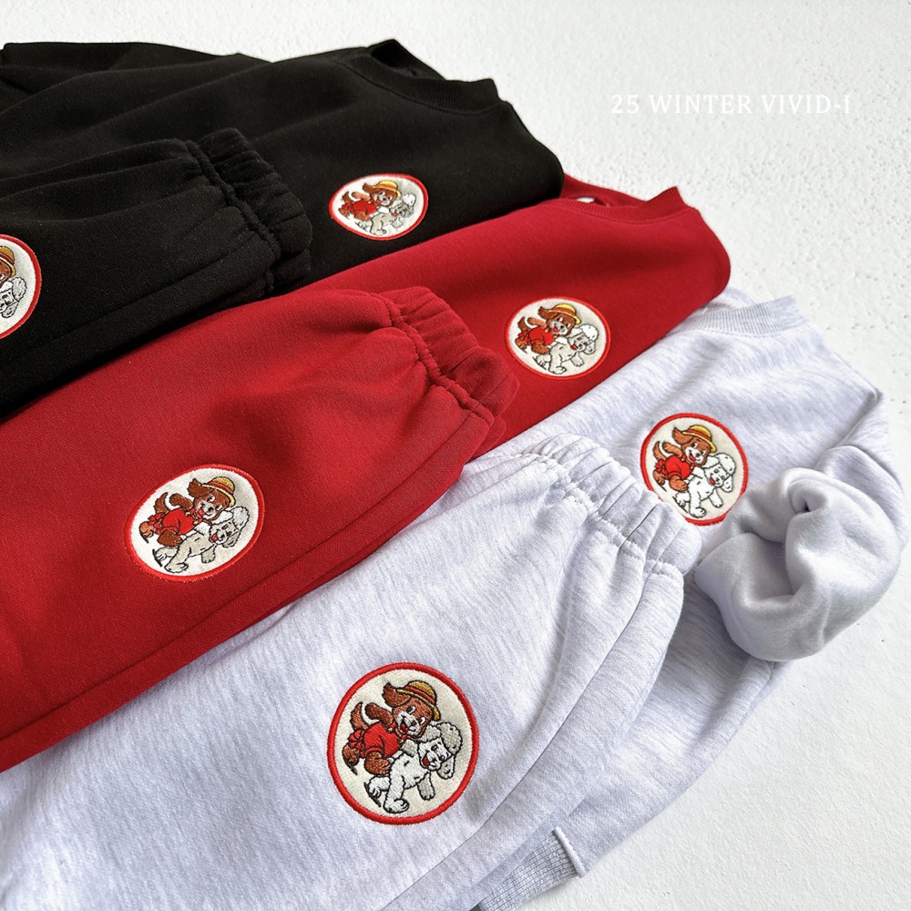 vivid95｜(78cm-125cm) 小狗刺繡休閒套裝(