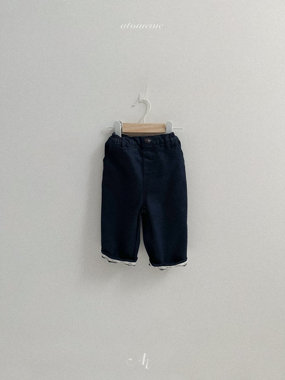 Atomeme02｜(70-110) 反折logo直筒牛仔褲