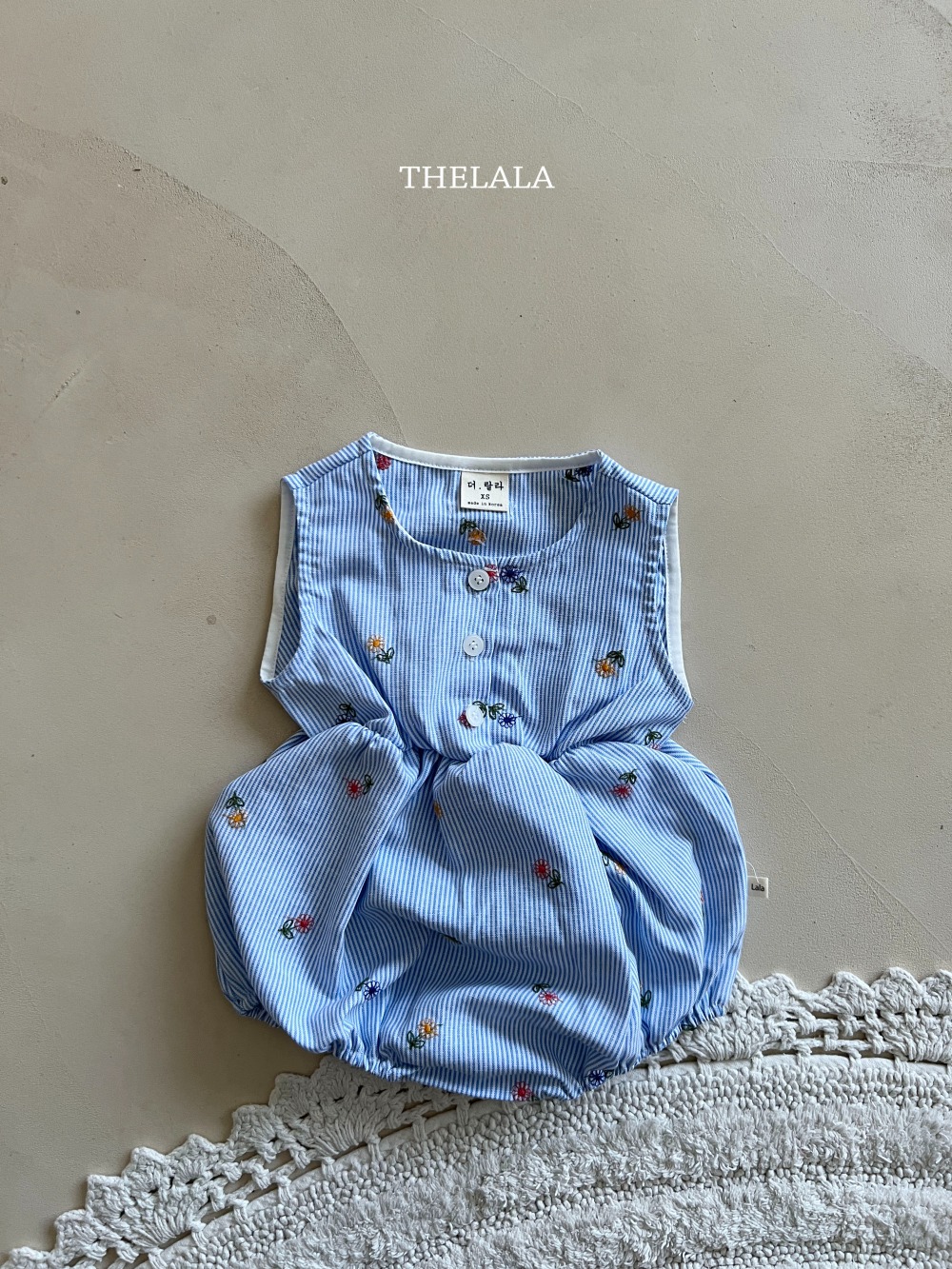 thelala46｜ (0m-18m) 花卉細條紋包屁衣