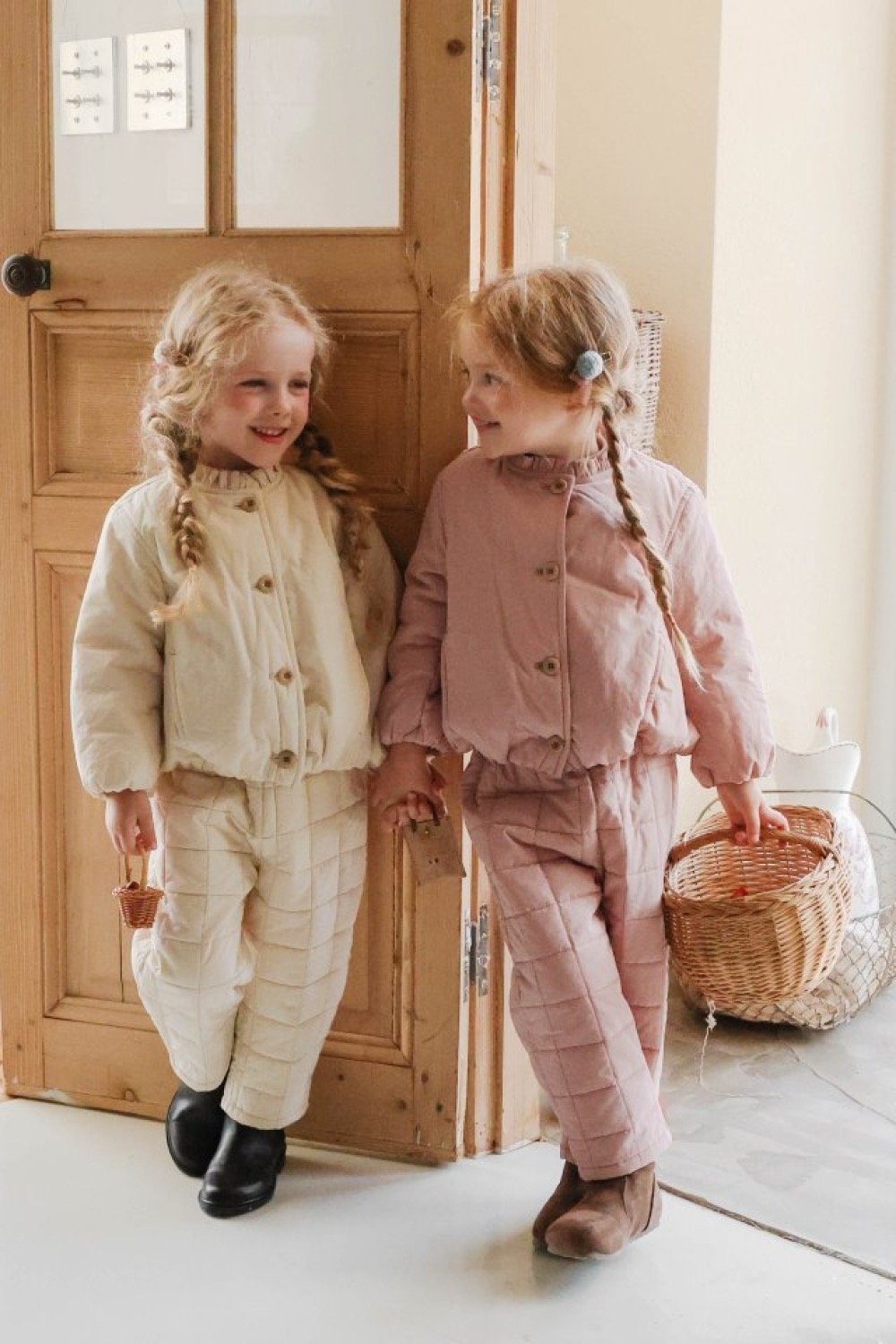 FLO46｜(85-135cm) 2色褶皺領鋪棉外套