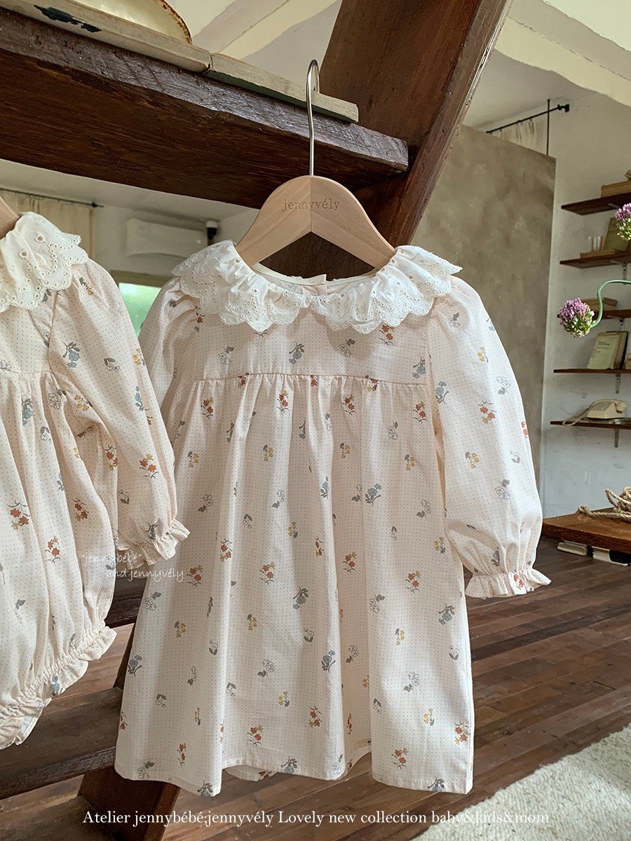 JE550｜(66-120cm) 甜美蕾絲領碎花包屁衣/洋裝