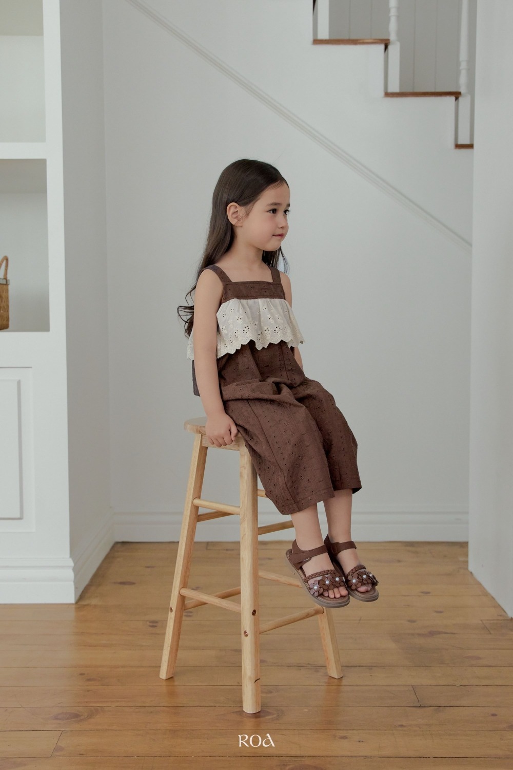 ROA13｜(6m-18m) 2色雕花蕾絲無袖連身褲