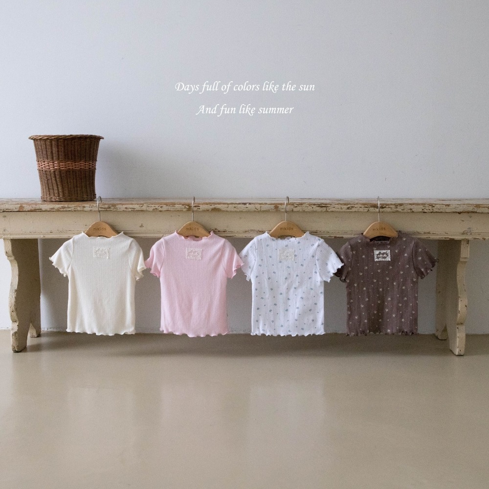 M-KIDS27｜(65-115cm) 捲邊蕾絲標上衣