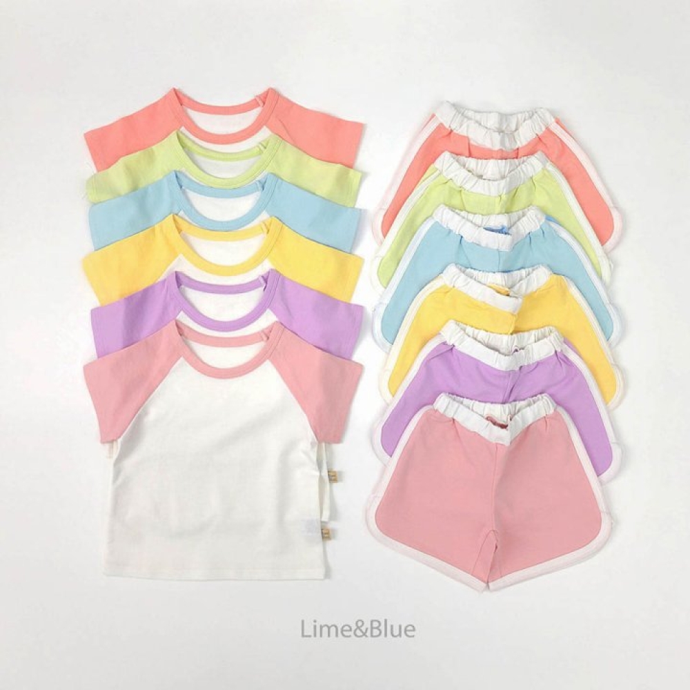 LIME&BLUE22｜(80-118cm)  插肩撞色運動套裝